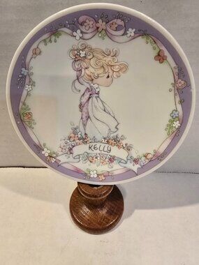 Precious Moments Kelly Miniature Plate 1991 Purple Pink White Floral #238309
